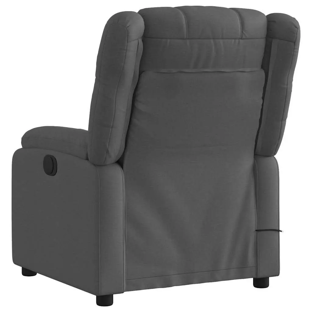 Massage Recliner Chair Dark Grey Fabric Manual Recline Vibration 6 Points