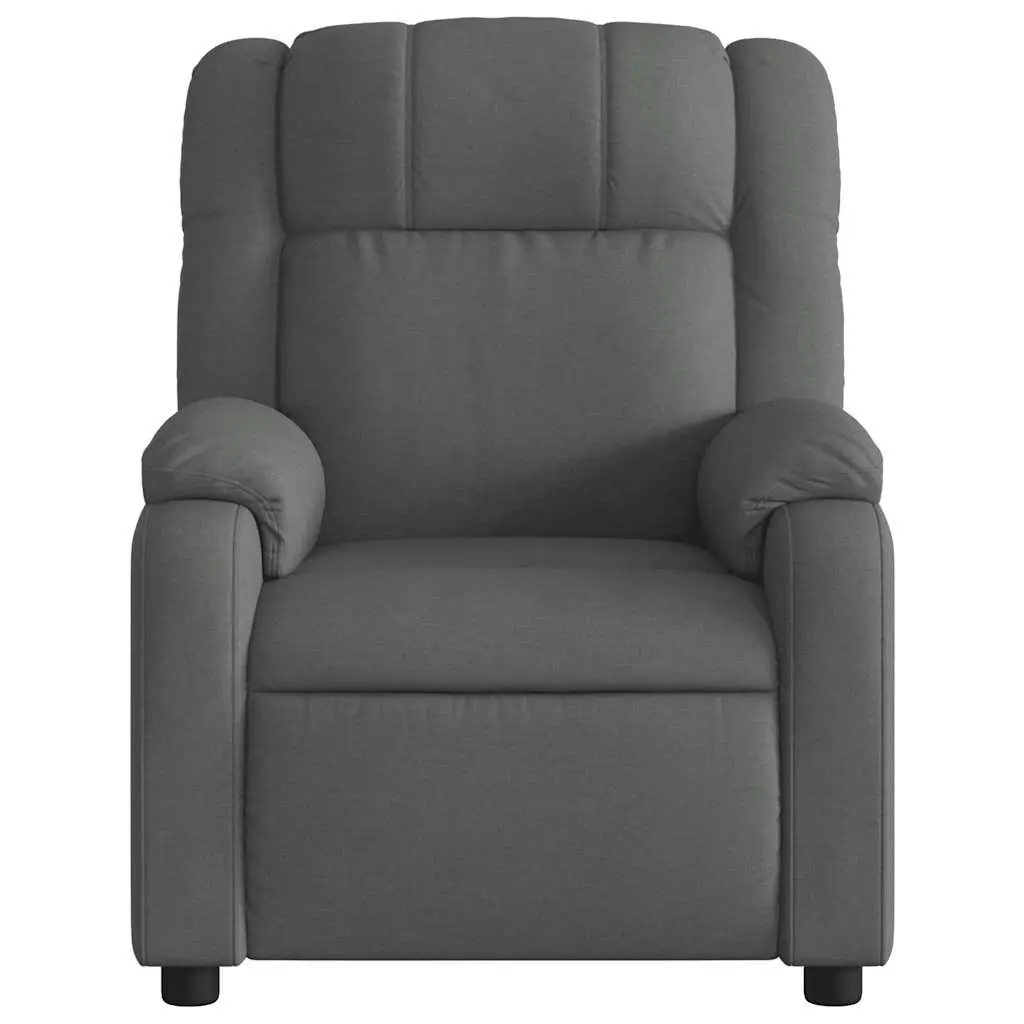 Massage Recliner Chair Dark Grey Fabric Manual Recline Vibration 6 Points