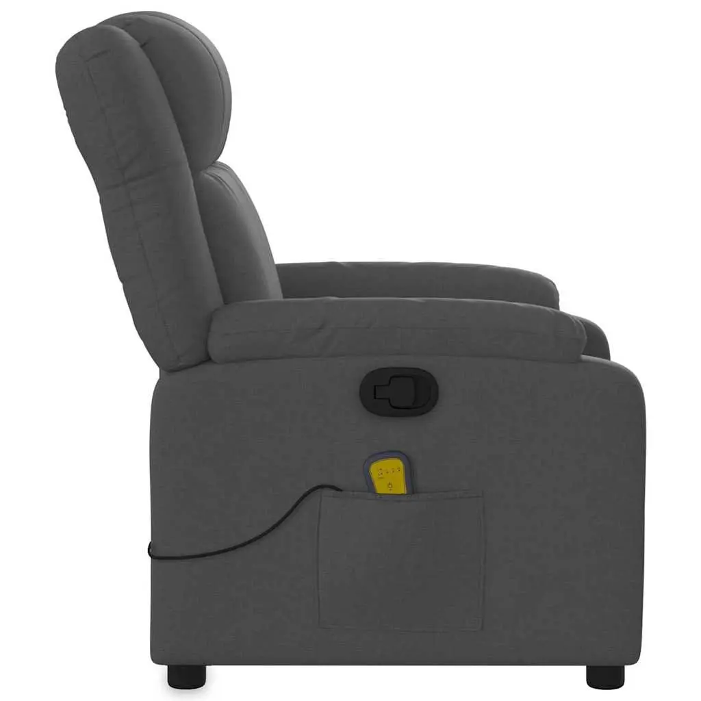 Massage Recliner Chair Dark Grey Fabric Manual Recline Vibration 6 Points