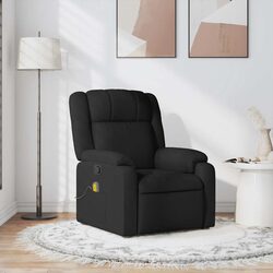 Massage Recliner Chair Black Fabric Manual Armchair Vibration Lounge Seat