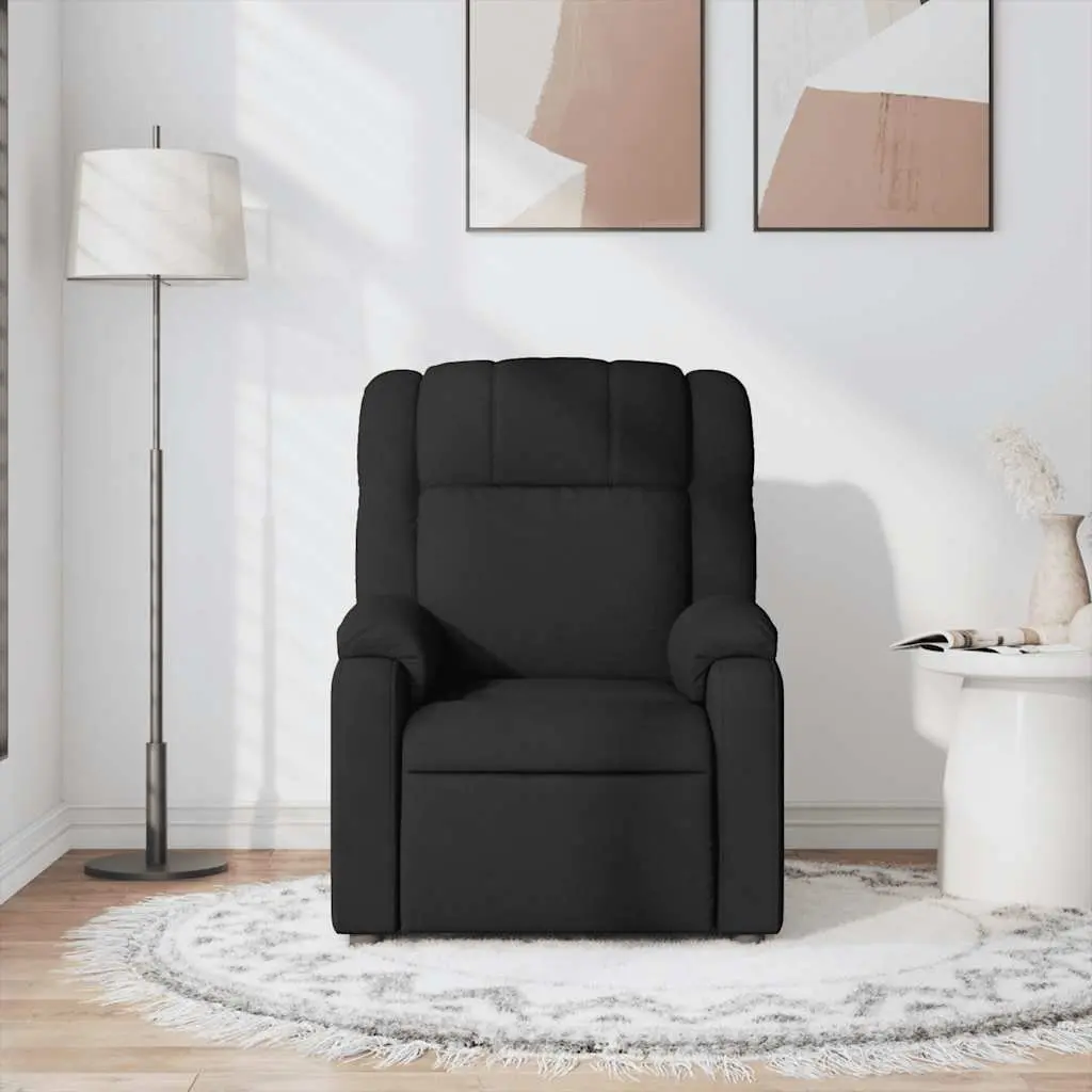 Massage Recliner Chair Black Fabric Manual Vibration Lounge Seat