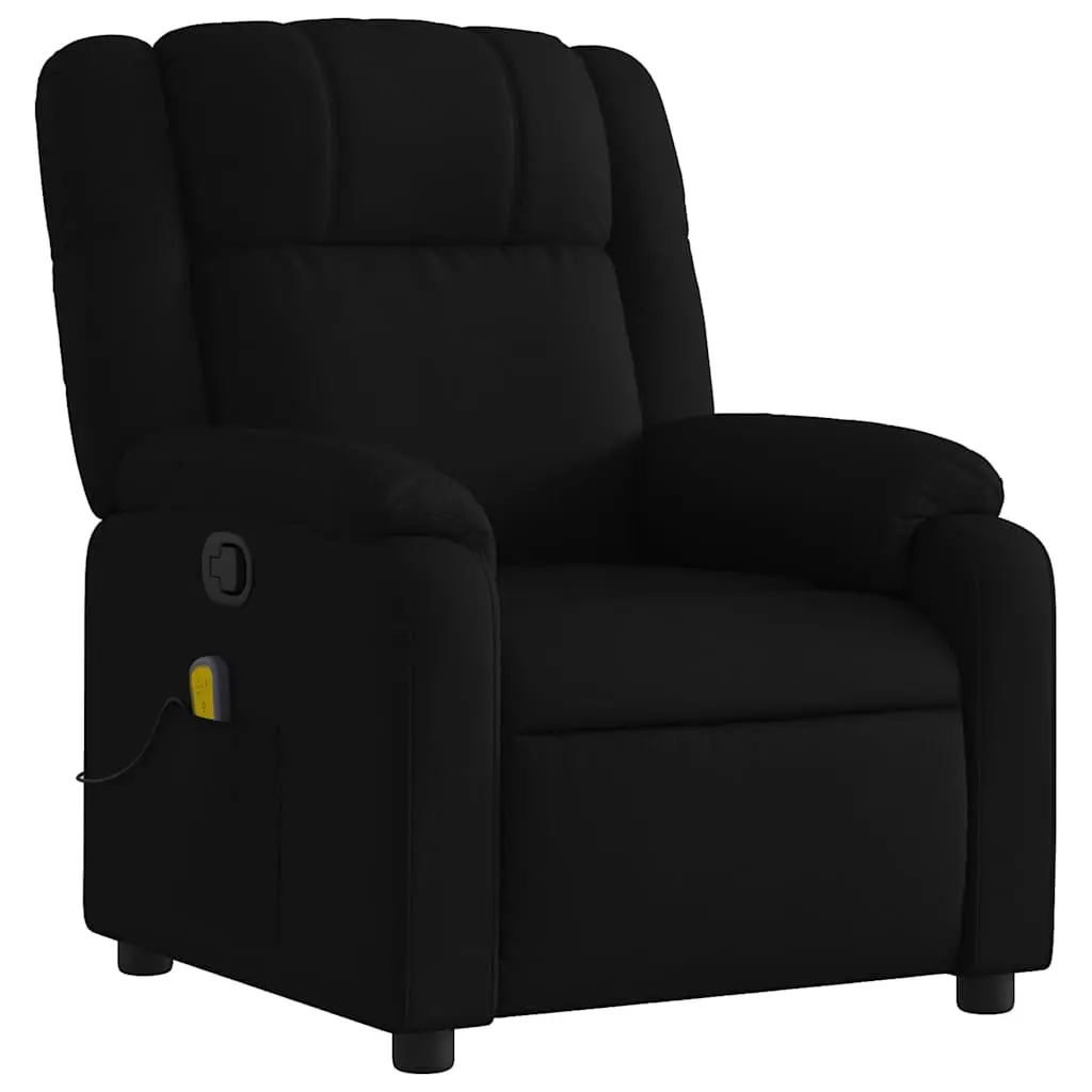 Massage Recliner Chair Black Fabric Manual Vibration Lounge Seat