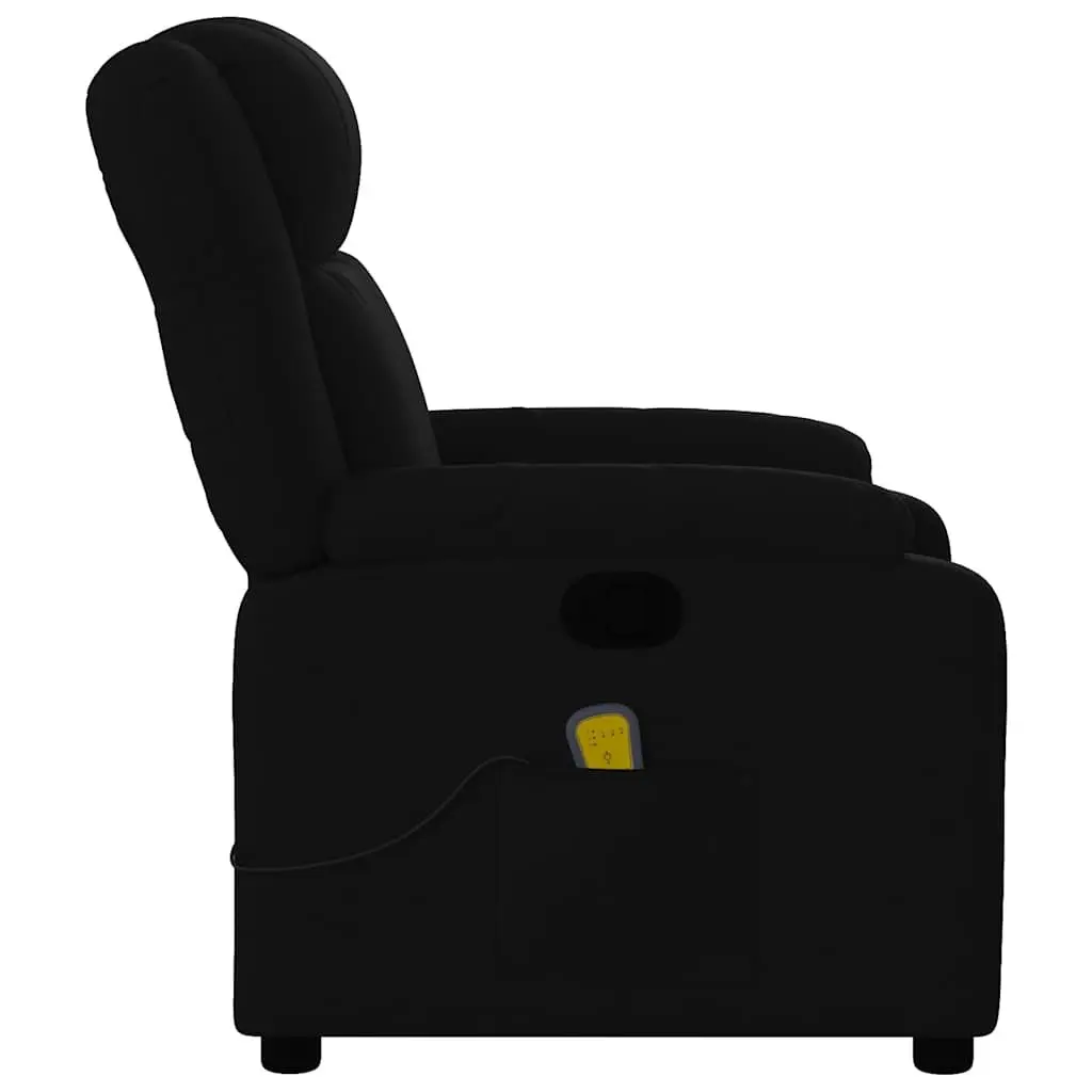 Massage Recliner Chair Black Fabric Manual Vibration Lounge Seat