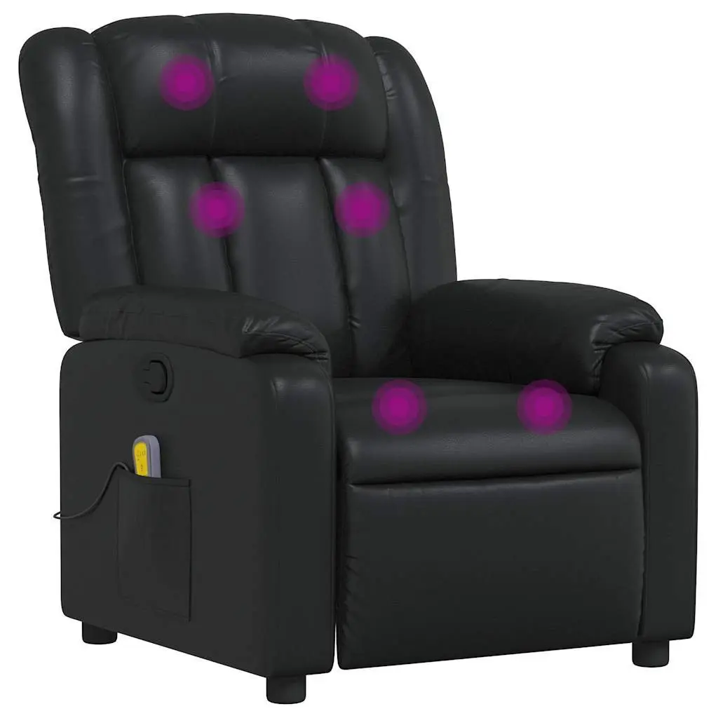 Massage Recliner Chair Black Faux Leather Manual Reclining Armchair