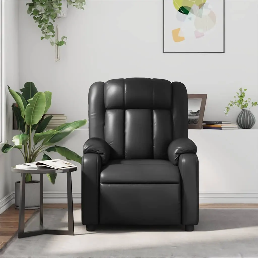 Massage Recliner Chair Black Faux Leather Manual Reclining Armchair