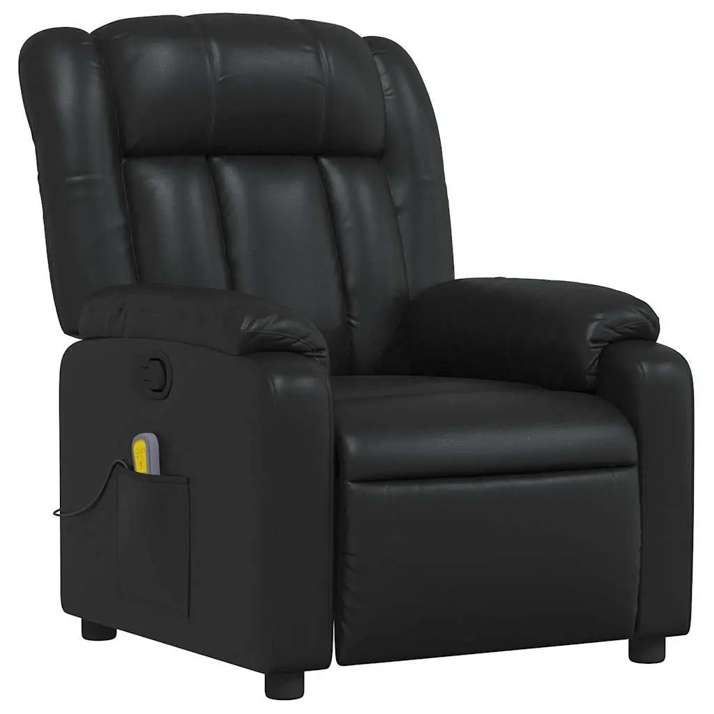 Massage Recliner Chair Black Faux Leather Manual Reclining Armchair