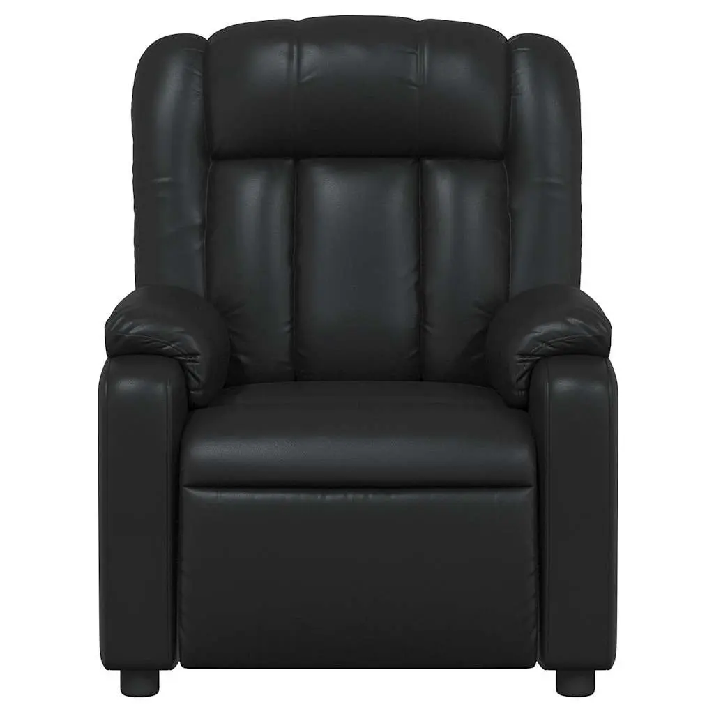 Massage Recliner Chair Black Faux Leather Manual Reclining Armchair