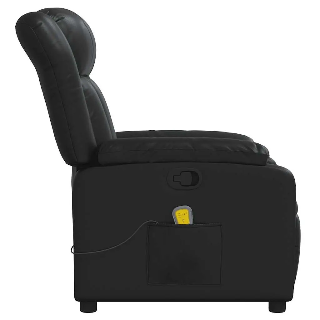 Massage Recliner Chair Black Faux Leather Manual Reclining Armchair
