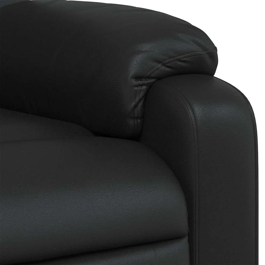 Massage Recliner Chair Black Faux Leather Manual Reclining Armchair