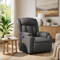Grey Faux Leather Massage Recliner Chair with Vibration