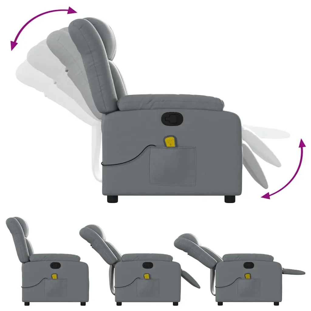 Massage Recliner Chair Grey Faux Leather Manual Recline Vibration 135 Degrees