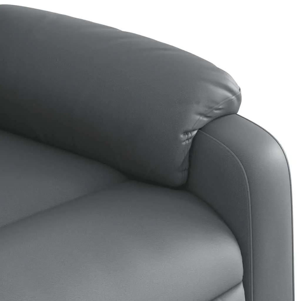 Massage Recliner Chair Grey Faux Leather Manual Recline Vibration 135 Degrees