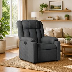 Manual Reclining Armchair with Footrest in Dark Grey