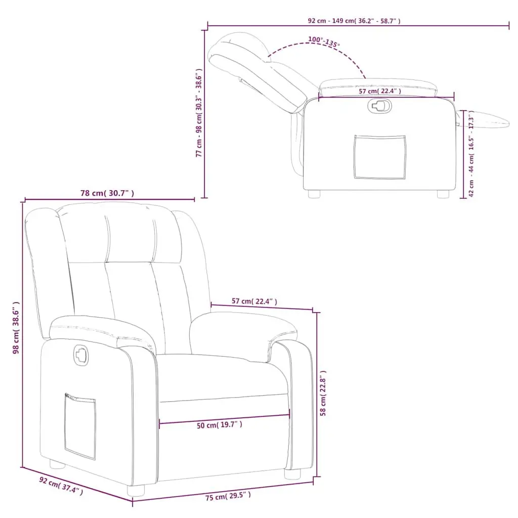 Recliner Chair Manual Reclining Armchair with Footrest Dark Grey Fabric Lounge