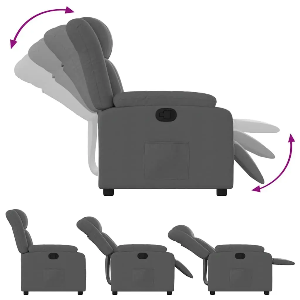 Recliner Chair Manual Reclining Armchair with Footrest Dark Grey Fabric Lounge