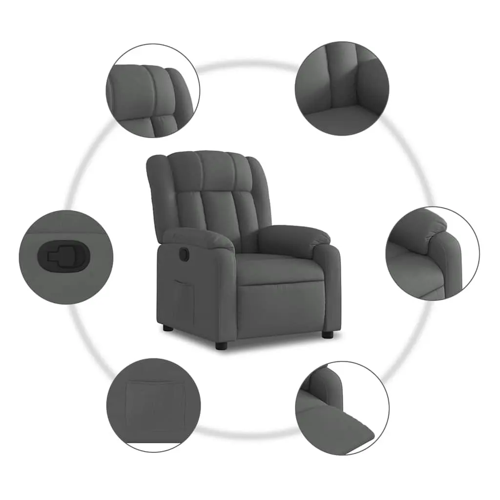 Recliner Chair Manual Reclining Armchair with Footrest Dark Grey Fabric Lounge
