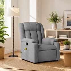 Light Grey Fabric Manual Recline Massage Recliner Chair