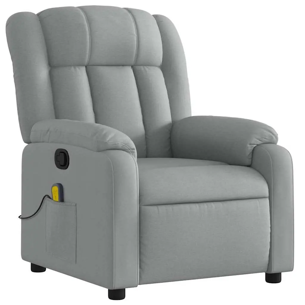 Manual Recline Armchair Massage Chair Light Grey Fabric Lounge Seat 135 Degrees
