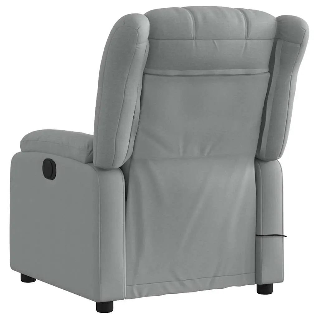 Manual Recline Armchair Massage Chair Light Grey Fabric Lounge Seat 135 Degrees