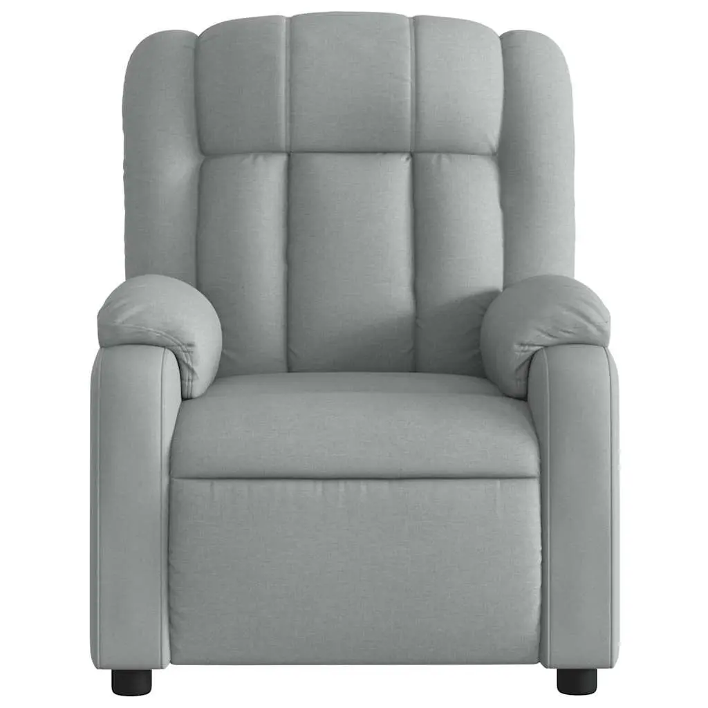 Manual Recline Armchair Massage Chair Light Grey Fabric Lounge Seat 135 Degrees