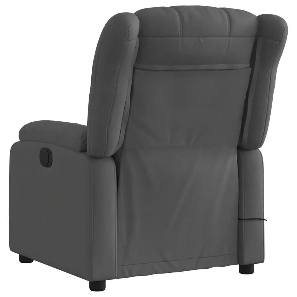 Manual Reclining Massage Chair 6 Point Vibration Grey Fabric Upholstered Armchair