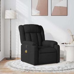 Massage Recliner Chair Black Fabric Manual Recline Vibration 6 Points Armchair