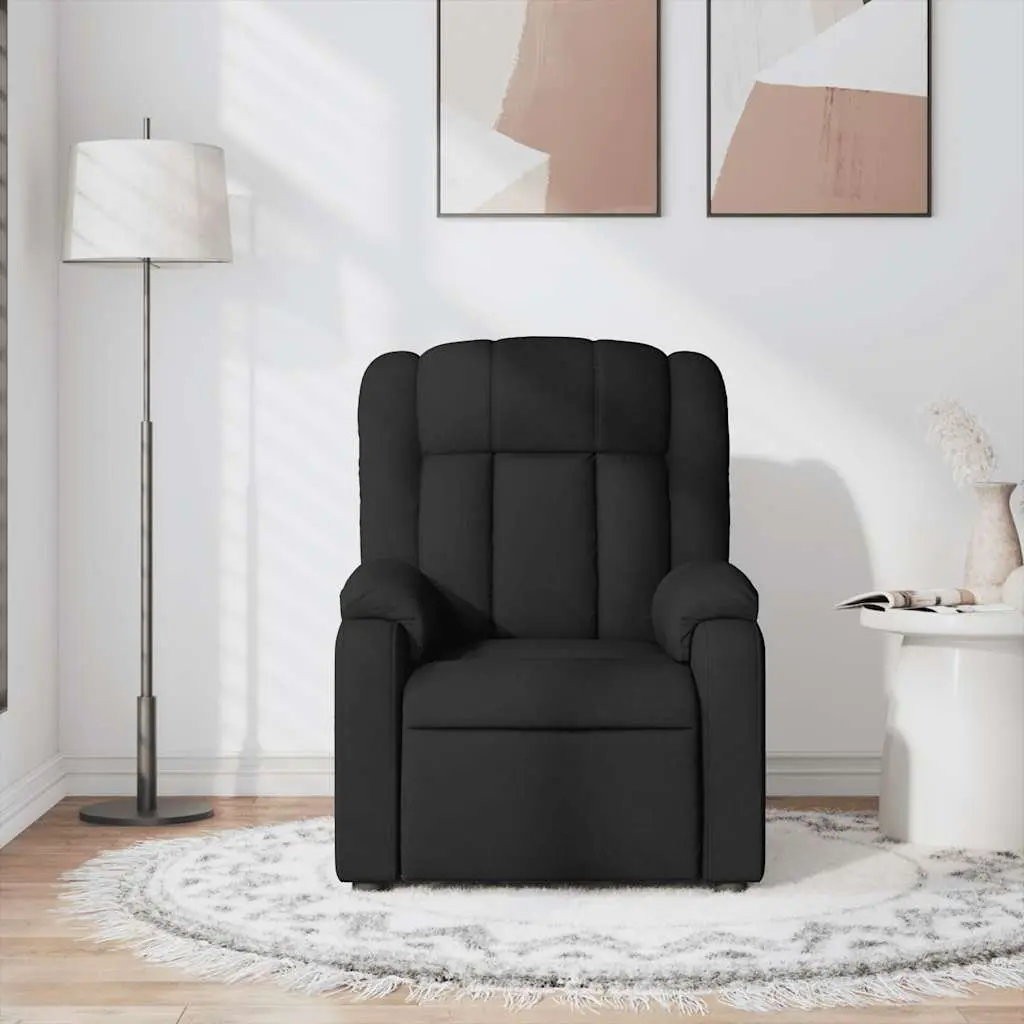 Massage Recliner Chair Black Fabric Manual Recline Vibration 6 Points Armchair