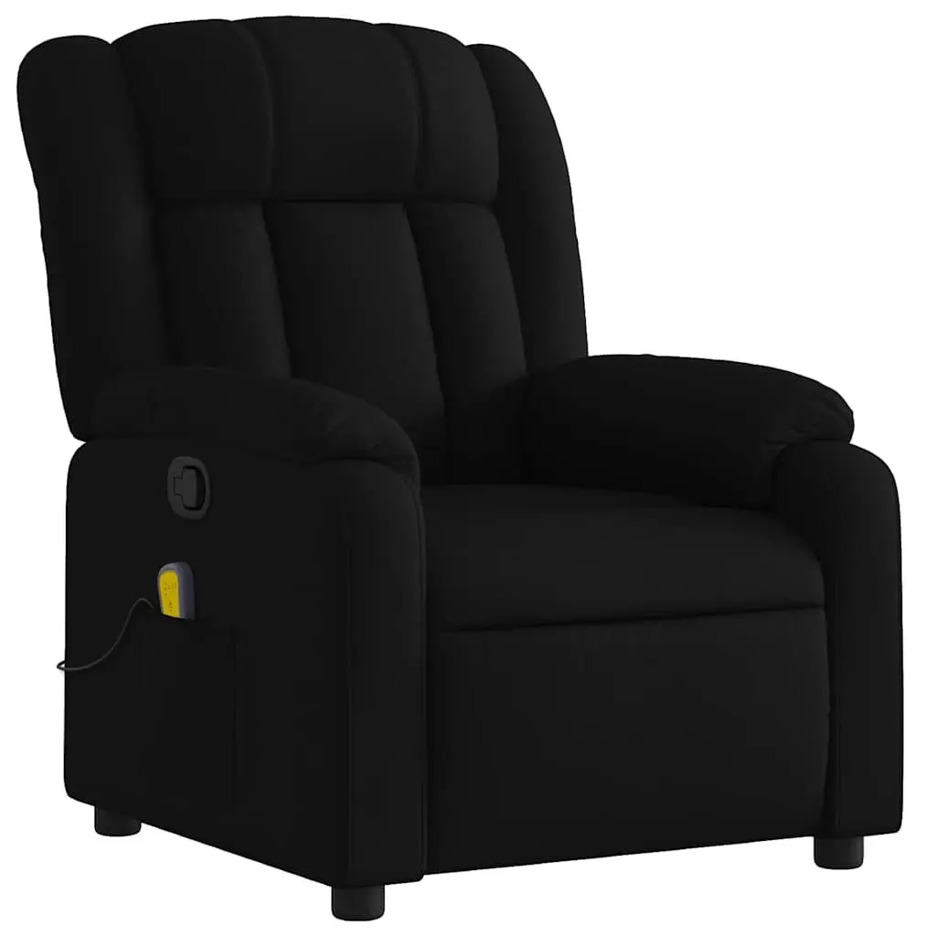 Massage Recliner Chair Black Fabric Manual Recline Vibration 6 Points Armchair