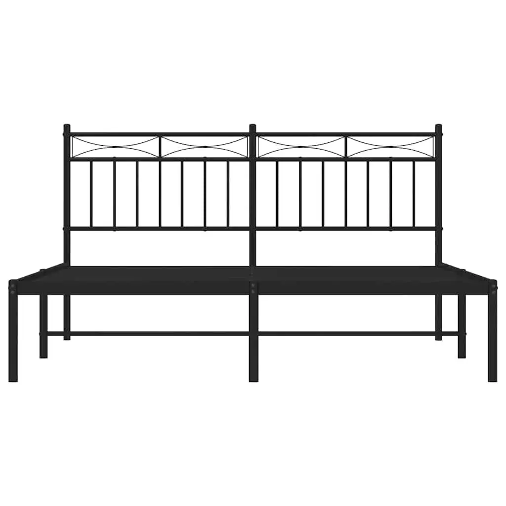 Black Steel Bed Frame 150x200 cm with Headboard