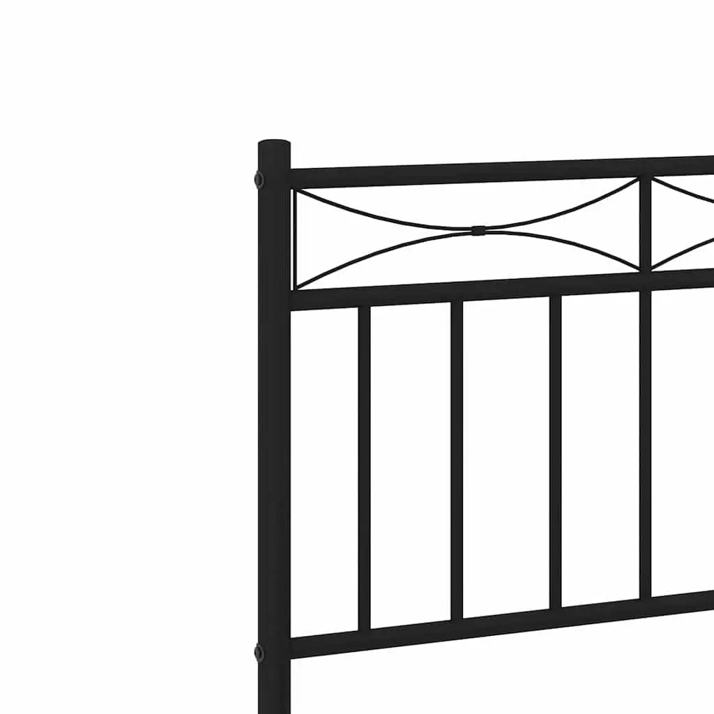 Black Steel Bed Frame 150x200 cm with Headboard
