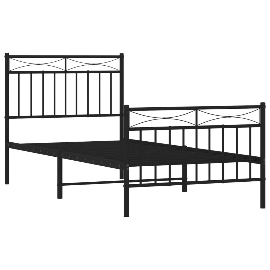 Black Metal Bed Frame 90x190 cm