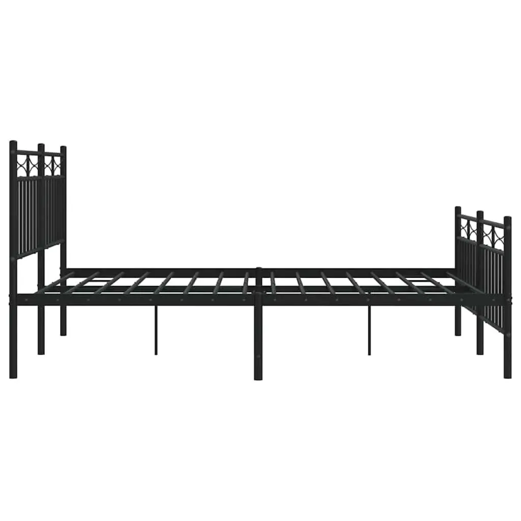 Black Metal Bed Frame 135x190 cm with Footboard