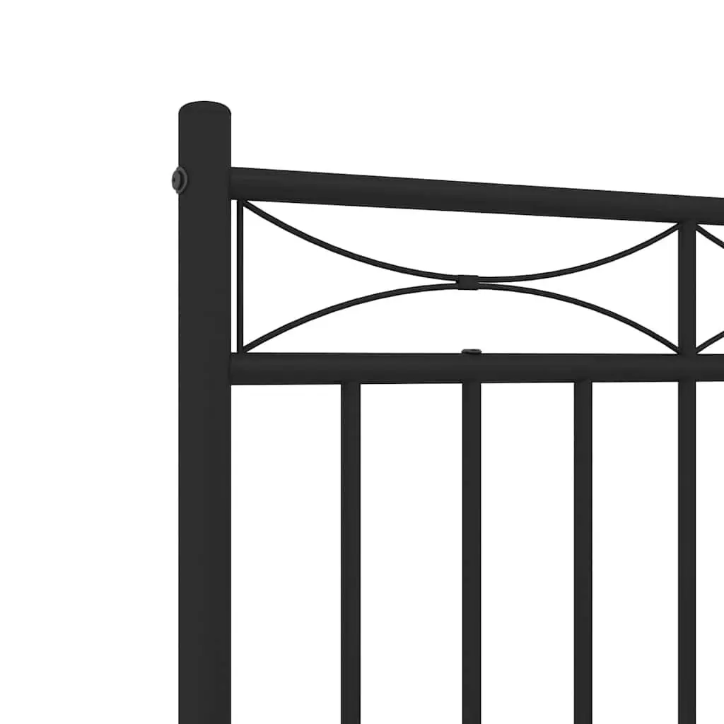 Black Metal Bed Frame 135x190 cm with Footboard
