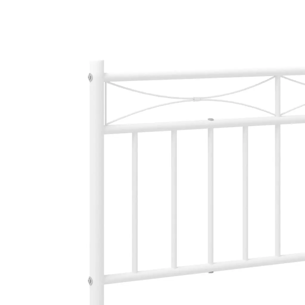 White Metal Bed Frame with Headboard 90x190 cm