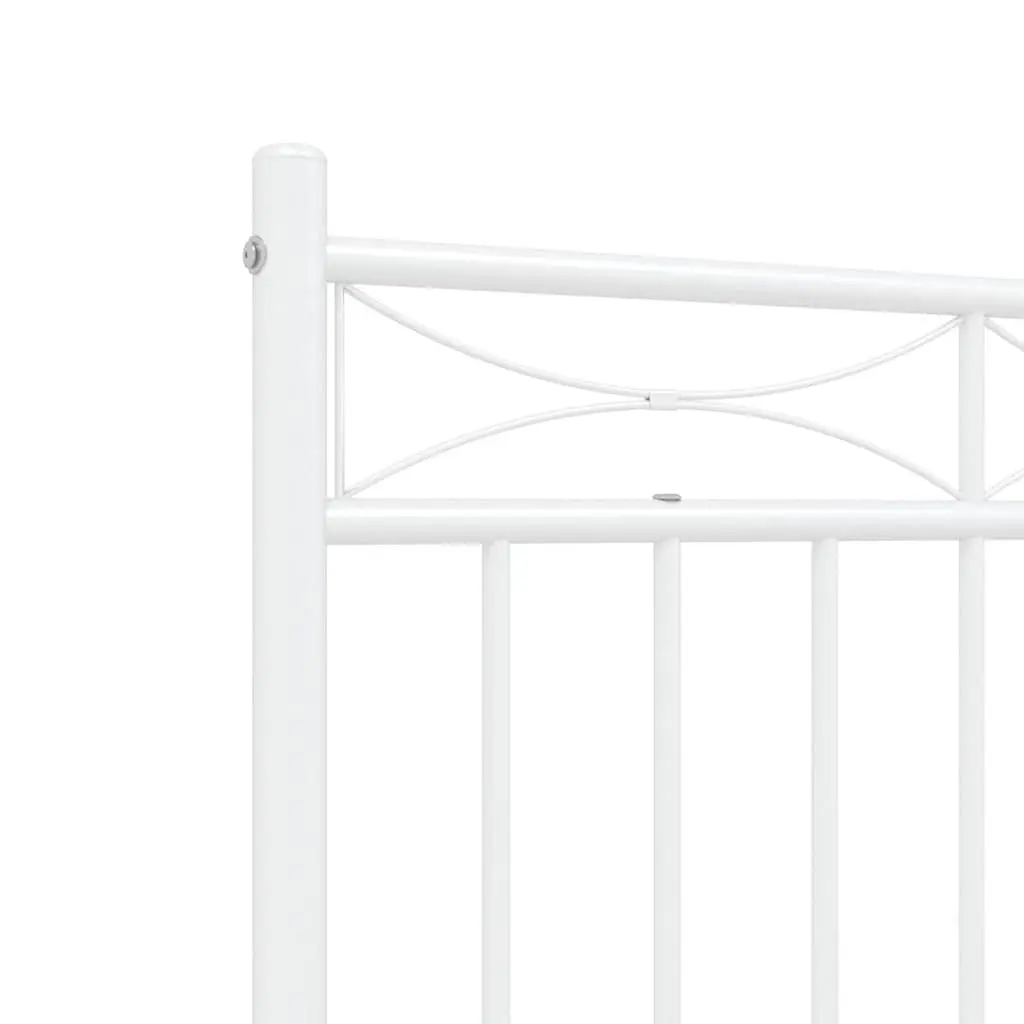 White Metal Bed Frame with Footboard 150x200 cm