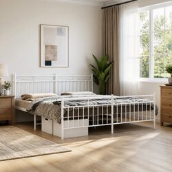 King Size Metal Bed Frame 183x203 cm with Footboard