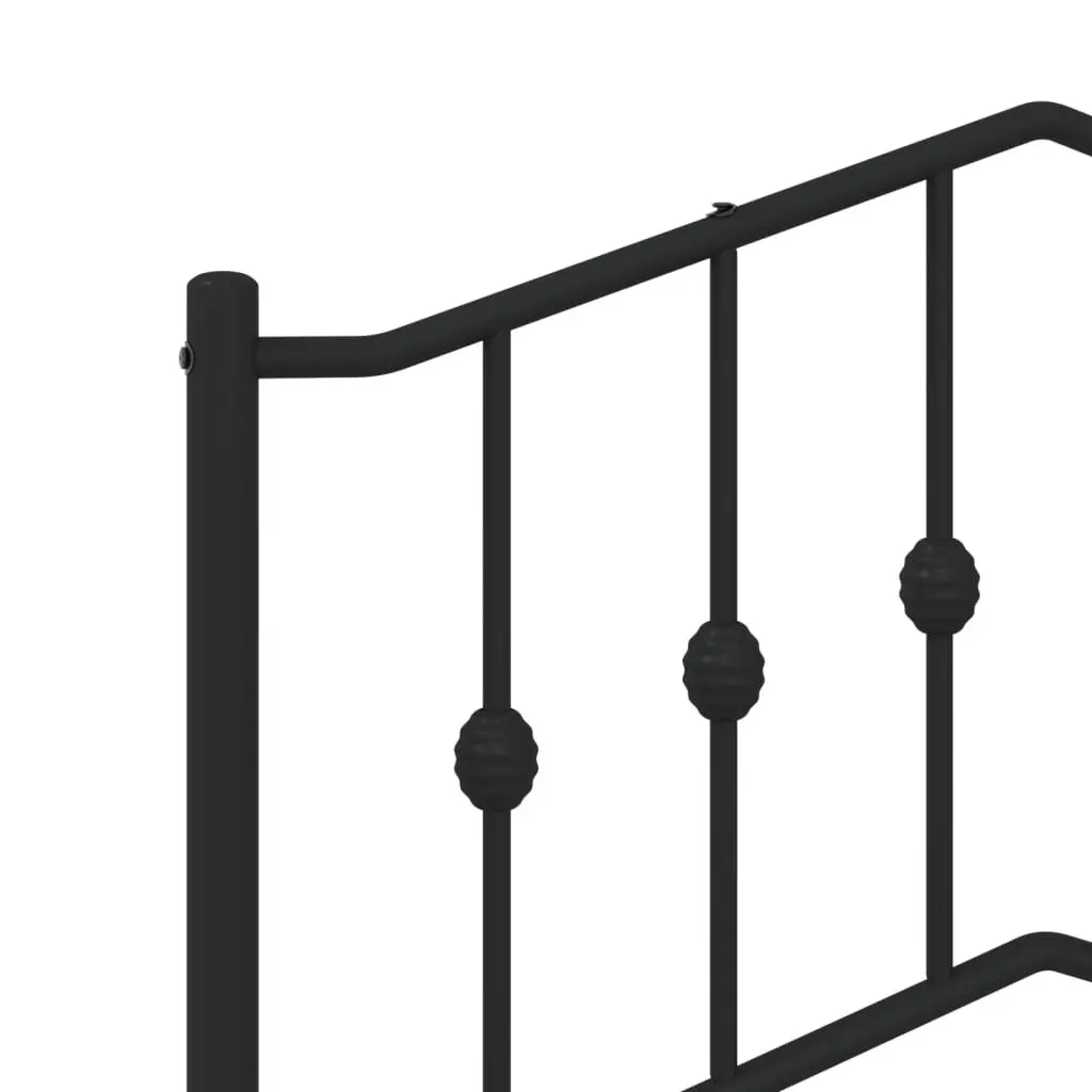 Metal Bed Frame Black 90x190 cm Powder-coated Steel with Headboard and Underbed Storage Space