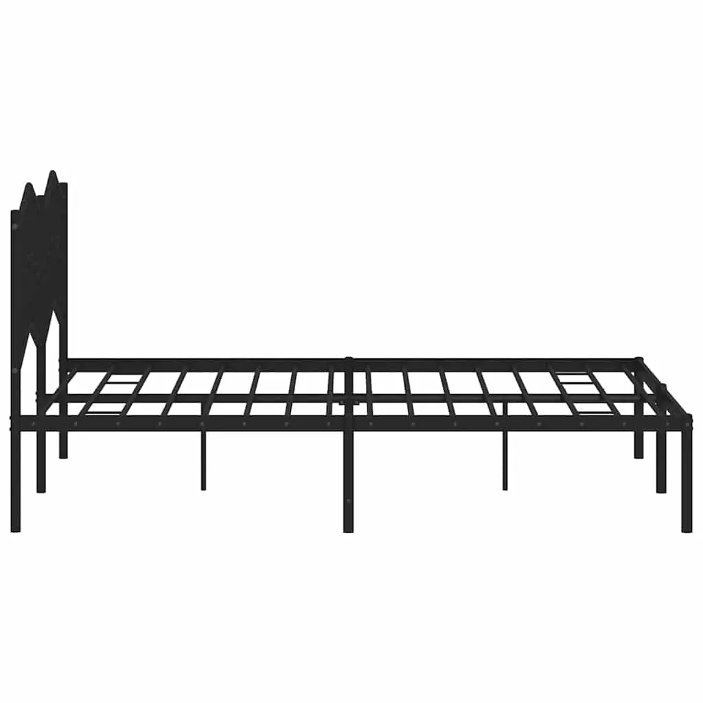 Black Metal Bed Frame with Headboard 135x190 cm