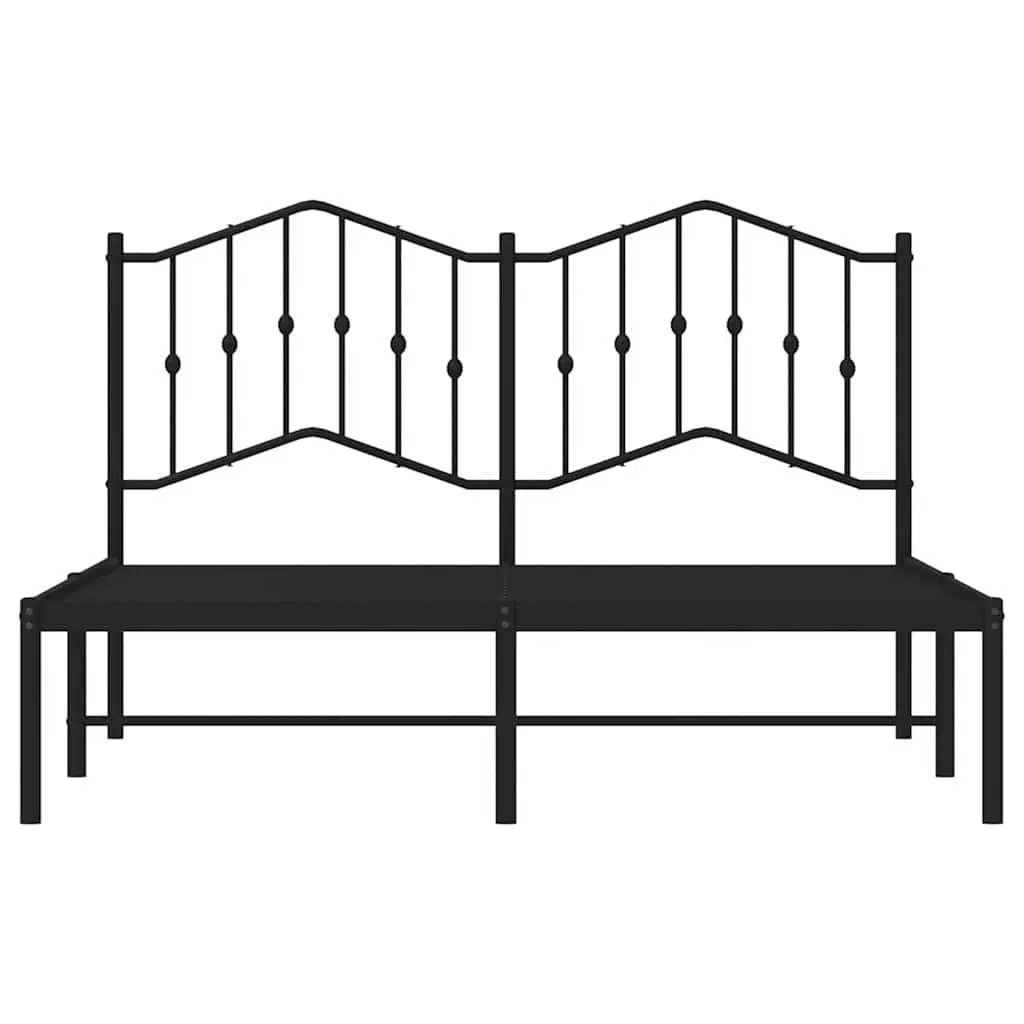 Metal Bed Frame with Headboard Black 150x200 cm Bedroom Furniture Base