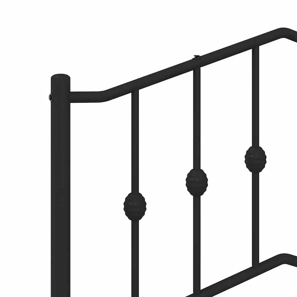 Metal Bed Frame with Headboard Black 150x200 cm Bedroom Furniture Base