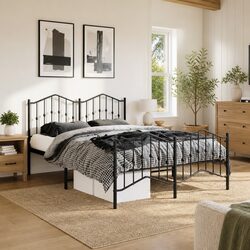 Queen Size Metal Bed Frame with Headboard and Footboard