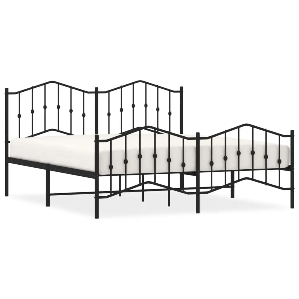 King Metal Bed Frame with Footboard and Headboard