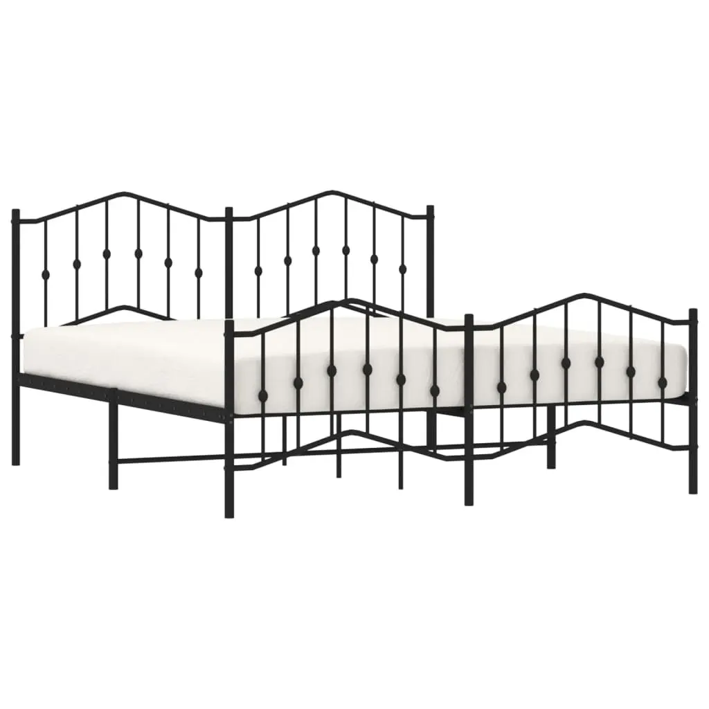 King Metal Bed Frame with Footboard and Headboard
