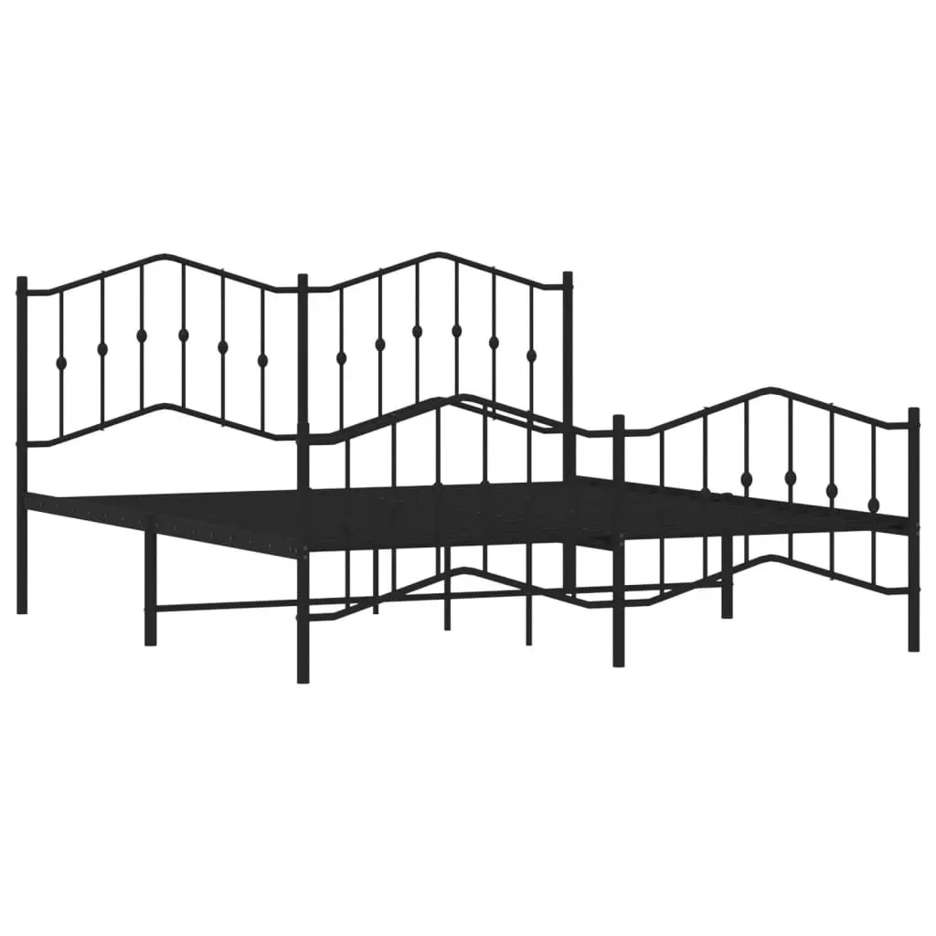 King Metal Bed Frame with Footboard and Headboard