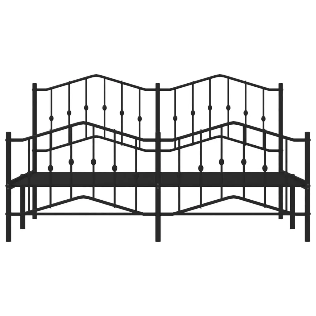 King Metal Bed Frame with Footboard and Headboard