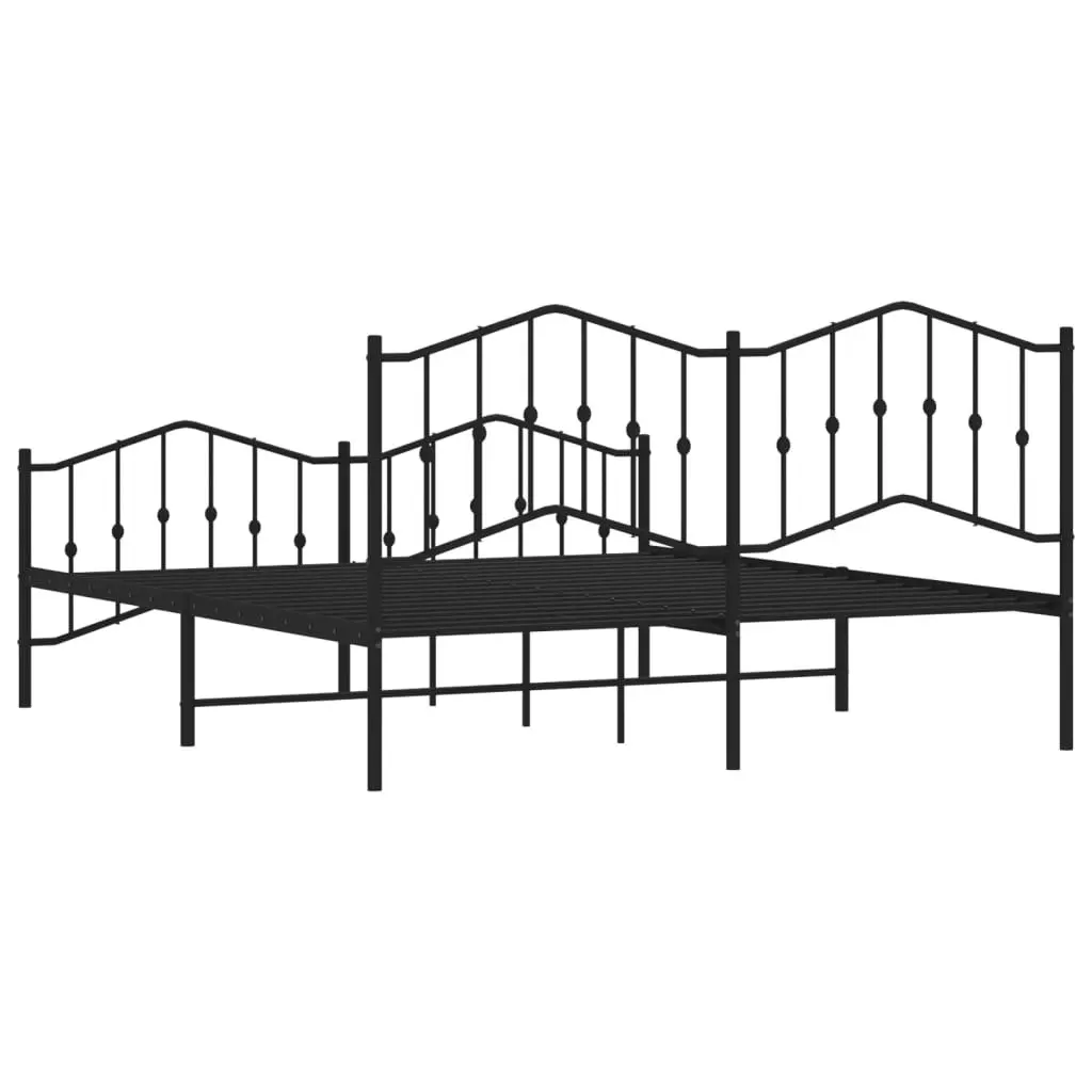 King Metal Bed Frame with Footboard and Headboard