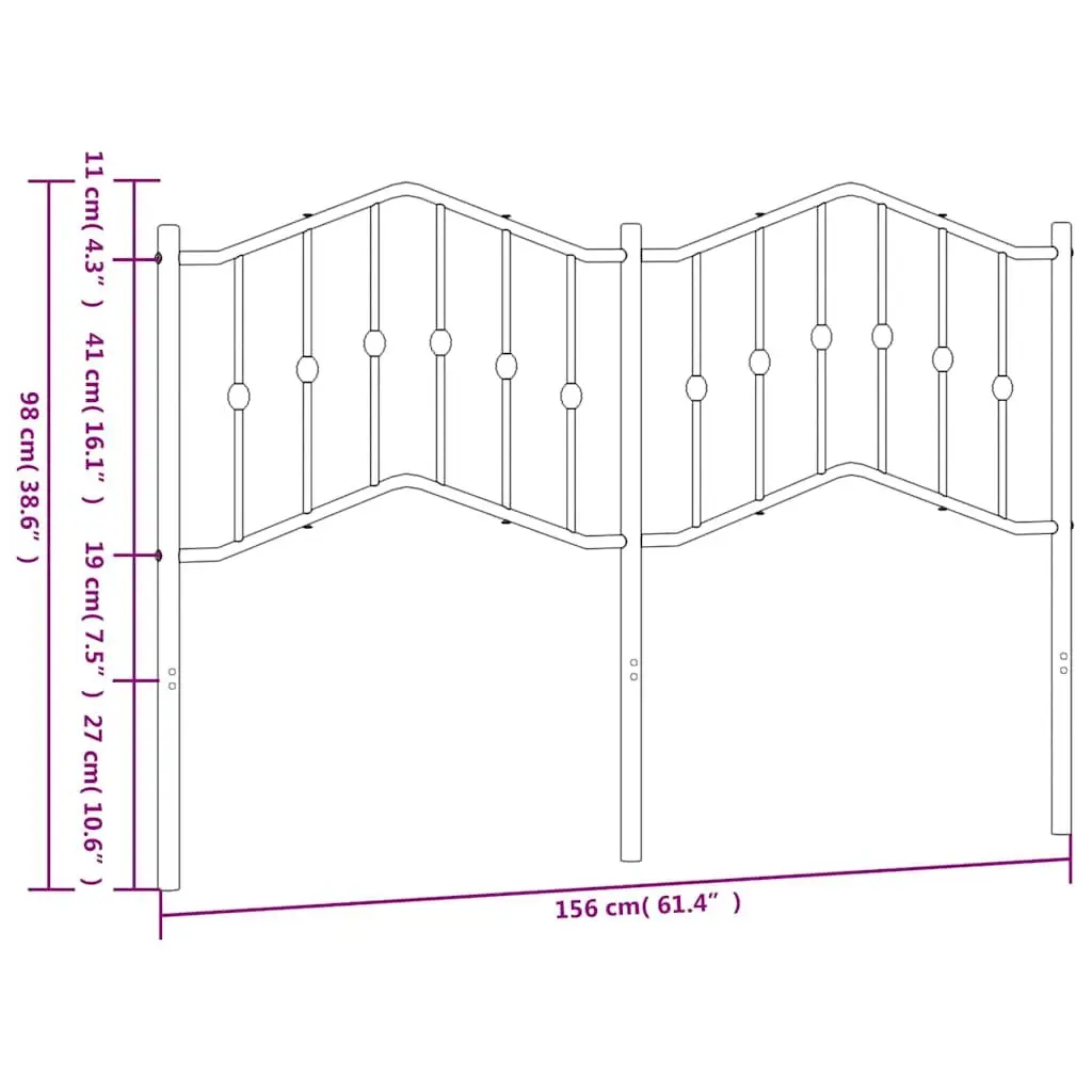 Metal Headboard Black 150cm Powder-coated Steel Frame