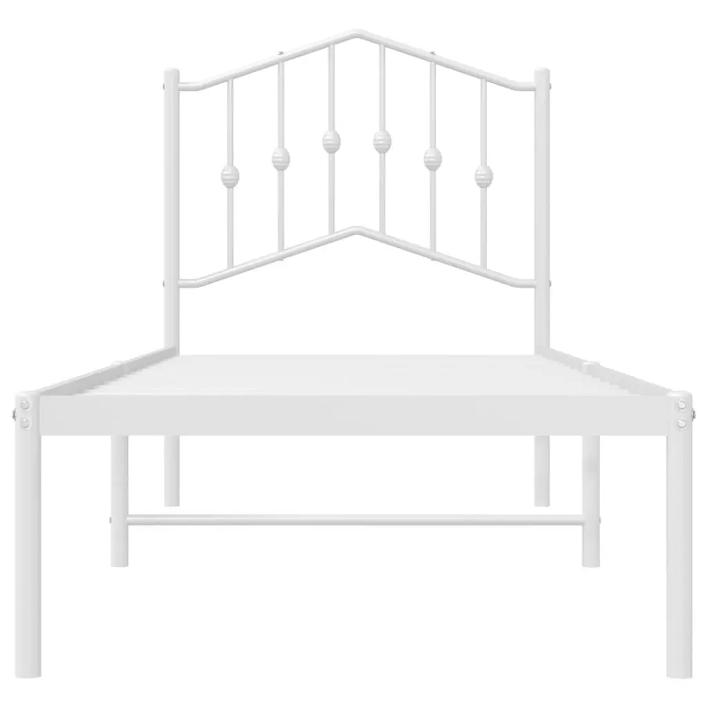 Metal Bed Frame White 90x190 cm Powder-coated Steel Slatted Base