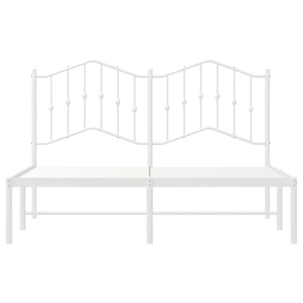 White Metal Bed Frame with Headboard 150x200 cm