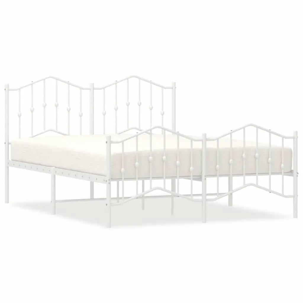 White Metal Bed Frame 135x190 cm with Storage